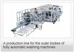 A production line for the outer bodies of fully automatic washing machines