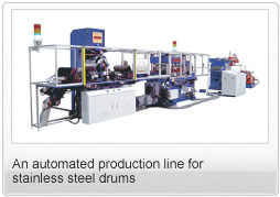An automated production line for stainless steel drums